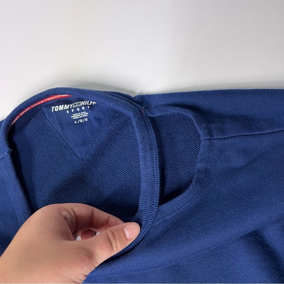 Tommy Hilfiger Sport Crew Neck Sweat Shirt Cropped Sweater with Logo Sleeves - Picture 11 of 11